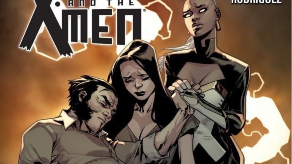 Melita Garner holding a dead Logan while Storm holds his hand