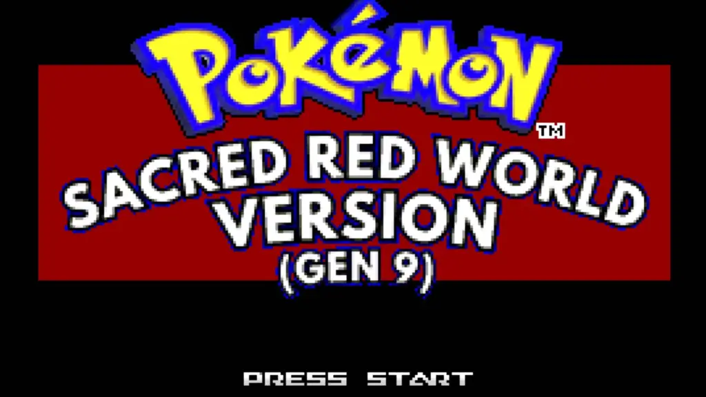 Pokemon Sacred Red World ROM hack title screen