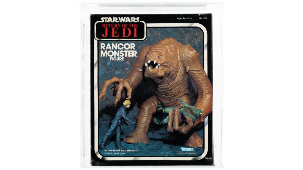 Outer packaging of the 1984 Kenner Star Wars Return of the Jedi Rancor Monster Boxed Action Figure.