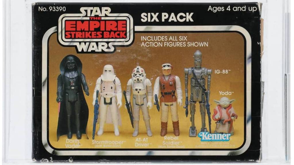 Packaging of the 1981 Kenner Star Wars The Empire Strikes Back 6-Pack Boxed Action Figures.