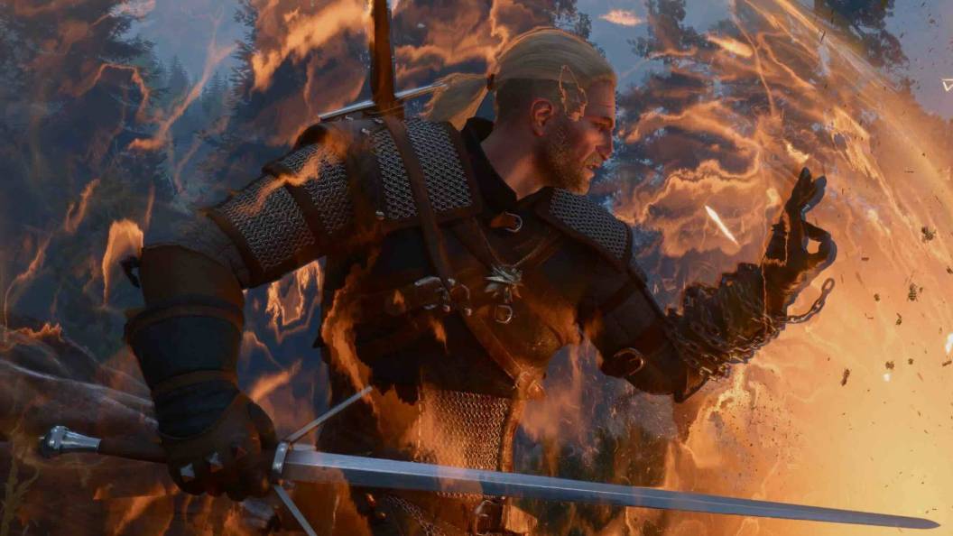 The Witcher 3 Remastered Geralt casting a spell