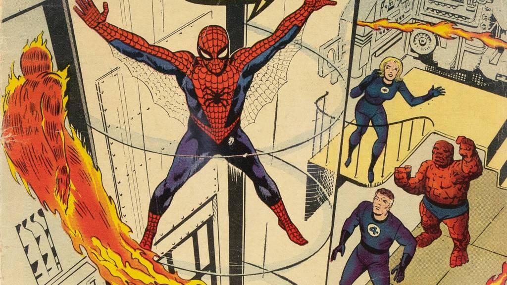 Cover art of The Amazing Spider-Man #1, featuring Spider-Man facing off against The Fantastic Four.