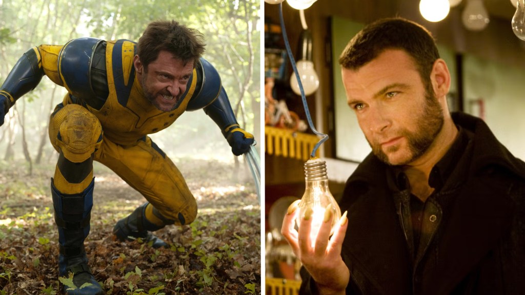 Hugh Jackman as Wolverine and Liev Schreiber as Sabretooth