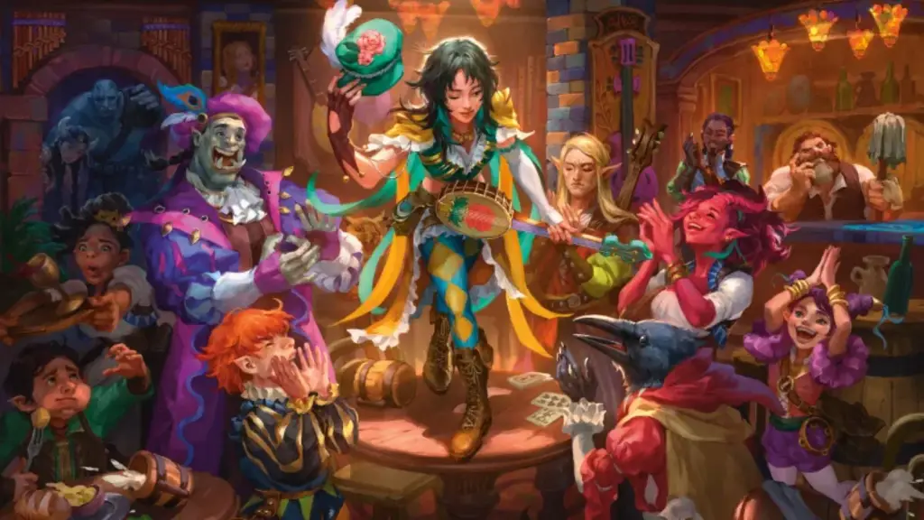 D&D Bard character performing for others