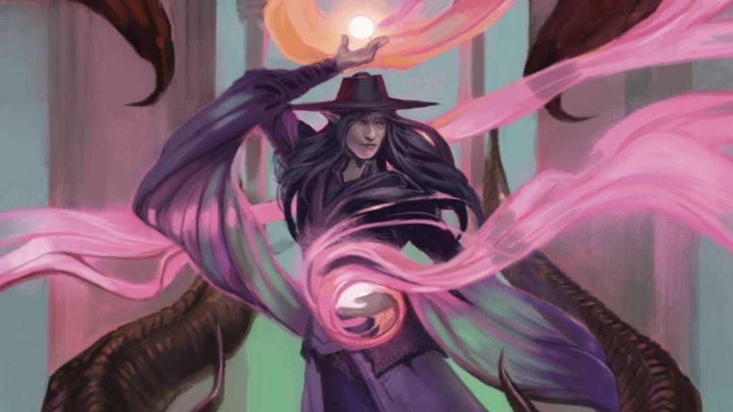 D&D wizard character charming dragon