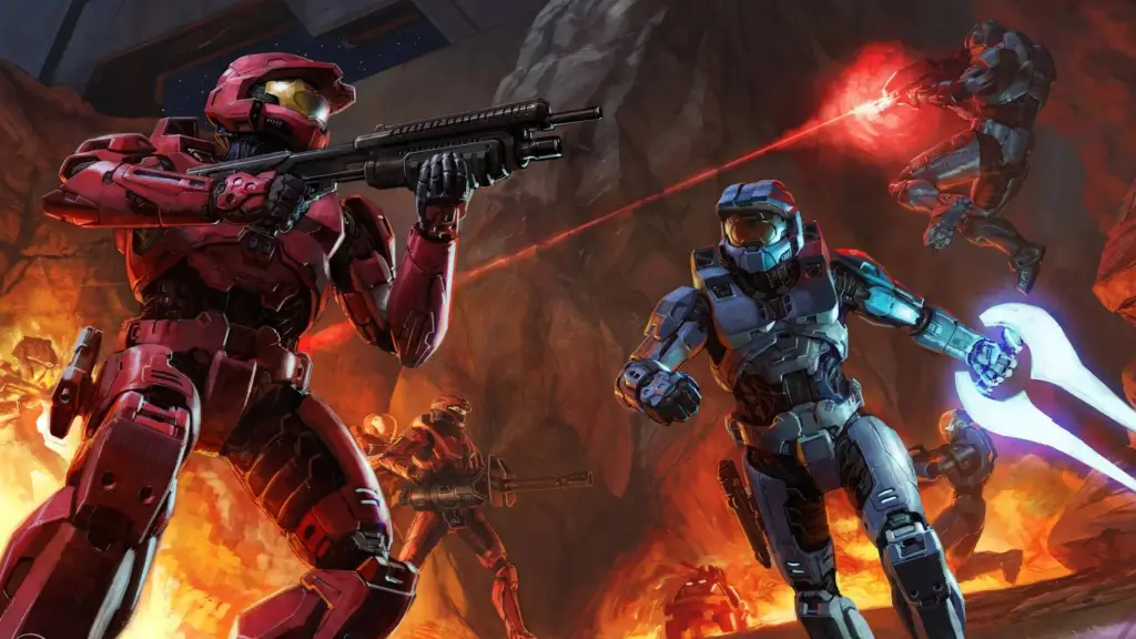 Halo 3 multiplayer characters fighting against each other