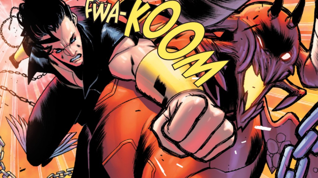 Namor punching a demon