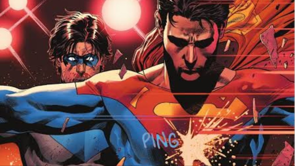 Jon Kent saving Nightwing from getting shot