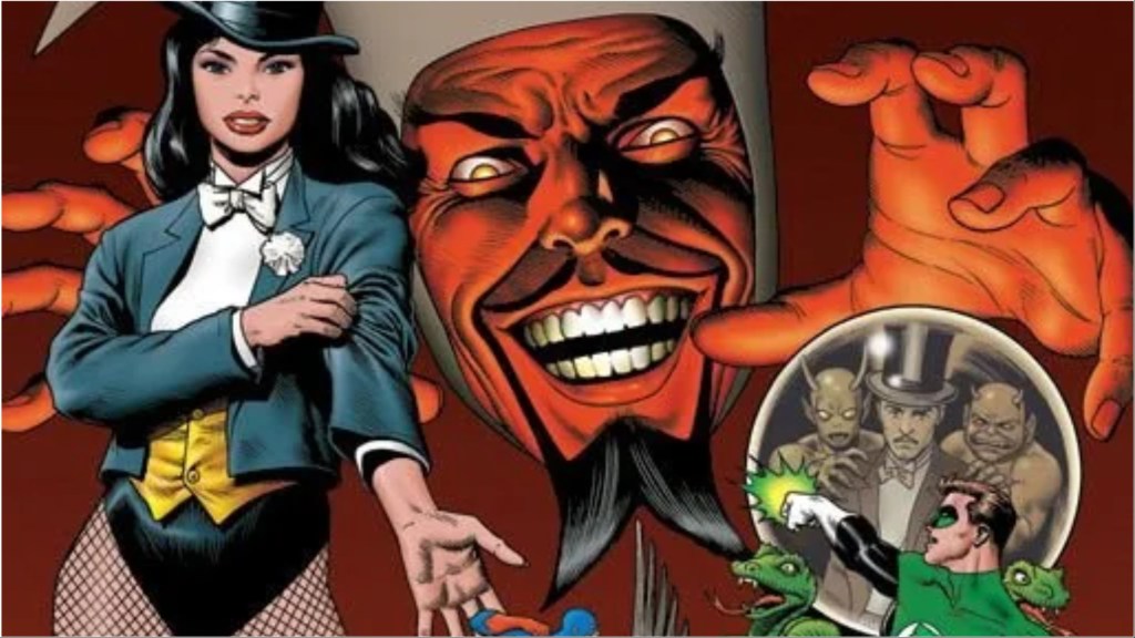 Zatanna with nothing up her sleeve as Hal Jordan battles a demon for the soul of Zatara