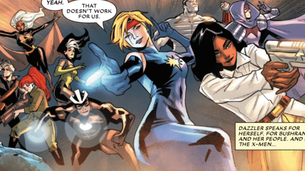 The X-Men and Bushranger about to attack