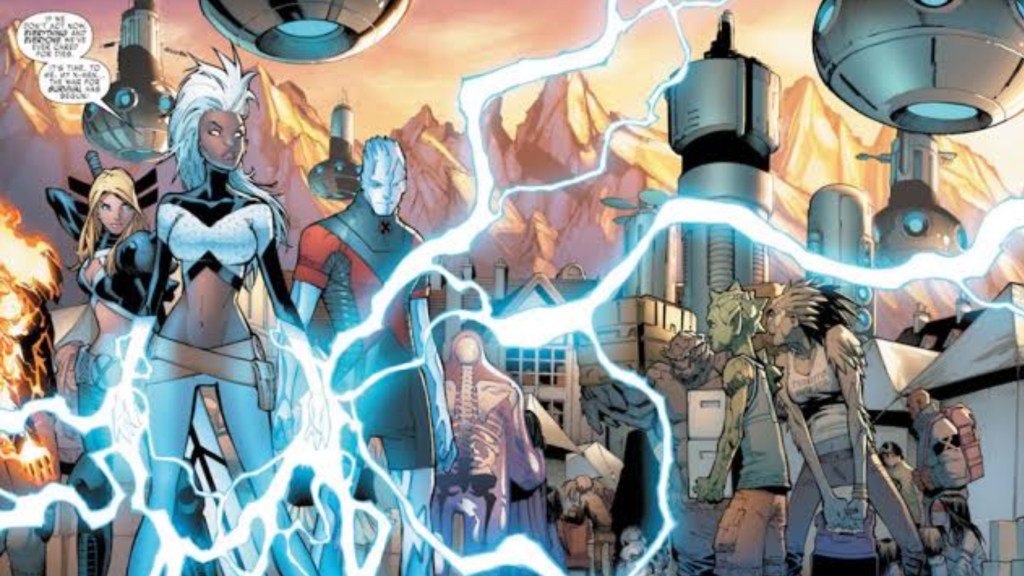 Storm, Magik, and Iceman helping mutants in Limbo