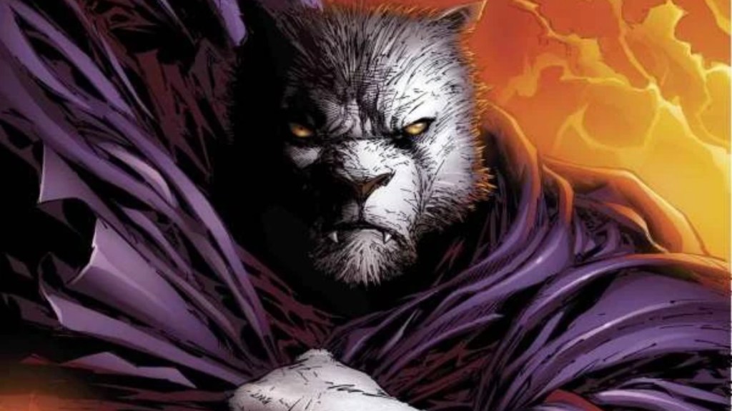 The Beast of the Apocalypse holding his cloak together