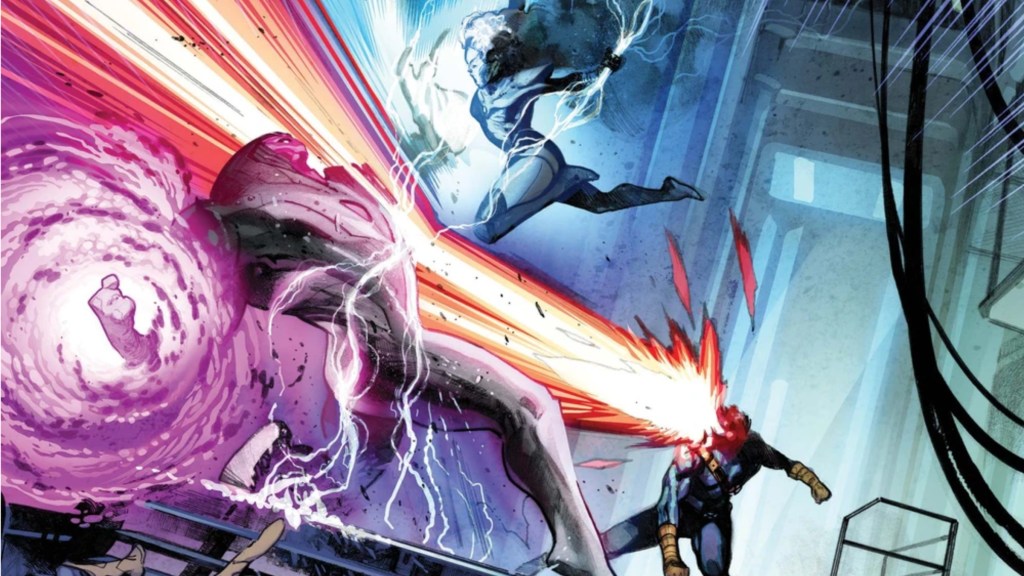 Cyclops and Storm battling Nimrod