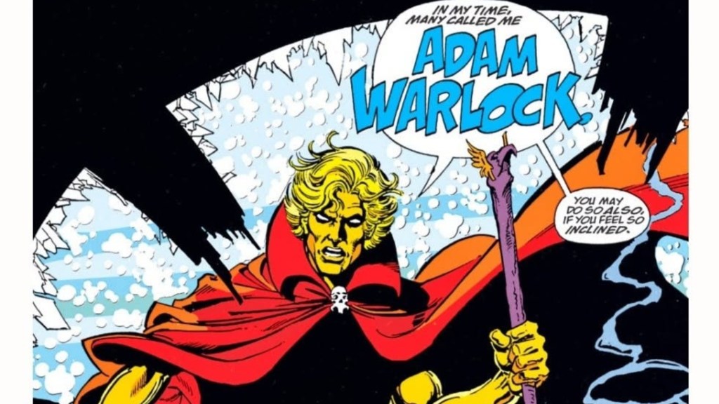 Adam Warlock appearing in Doctor Strange's decorative window