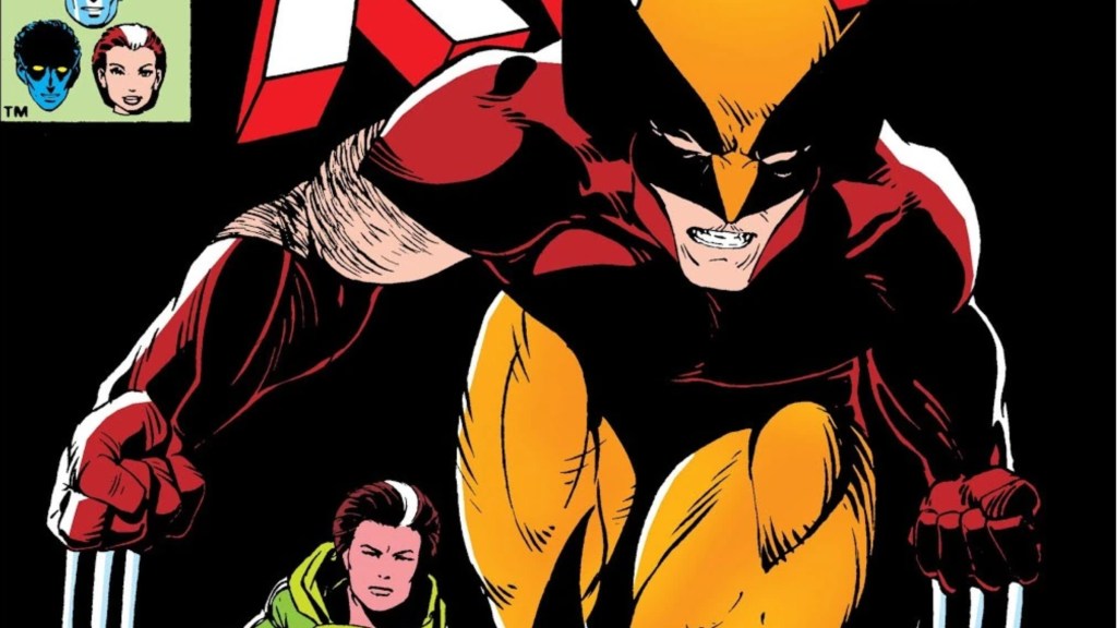 Wolverine running wth claws at his sides, with Rogue running behind him