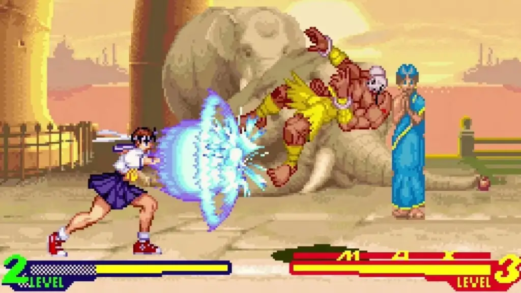 Street Fighter Alpha 2 Sakura vs Dhalsim fight