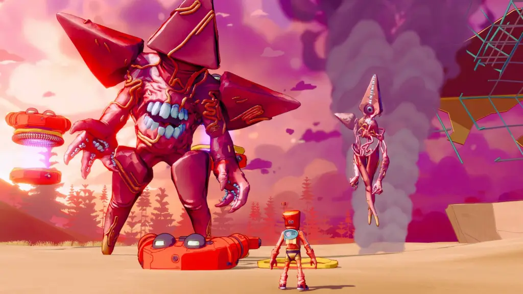 Swampmeat character fighting against alien enemies