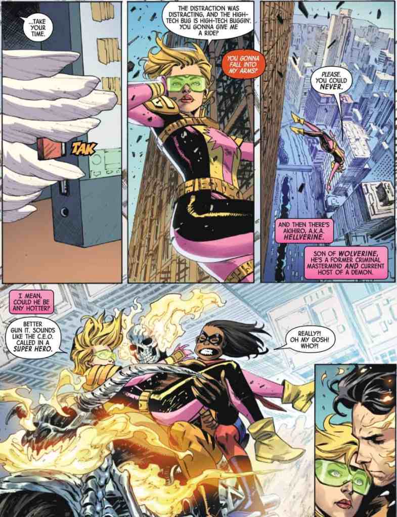 Issue #3 of Inglorious X-Force, showing Boom Boom jump off the side of a building 