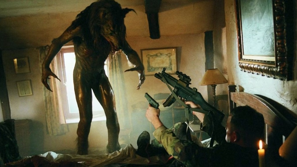 A werewolf attacks in Dog Soldiers