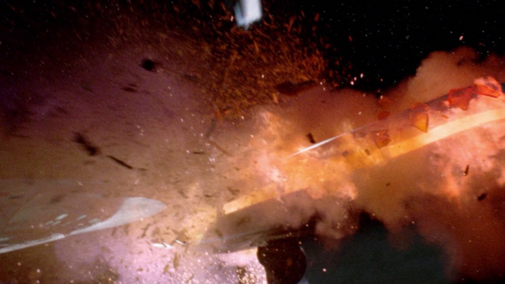 The USS Enterprise-D exploding in Star Trek: The Next Generation's "Cause and Effect"
