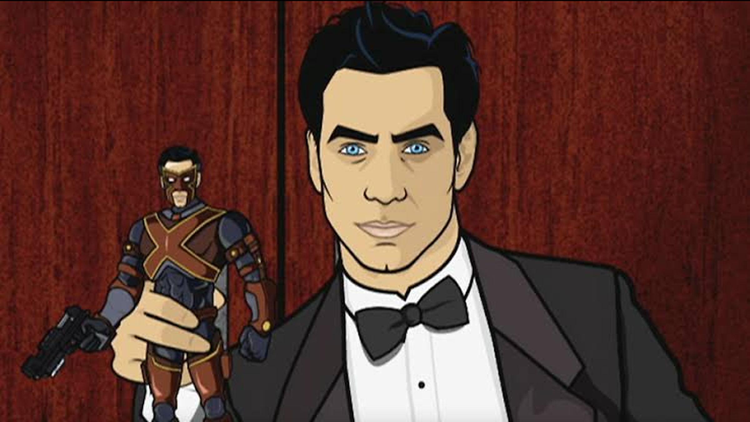 Xander Crews holding an Awesome X action figure in Frisky Dingo.