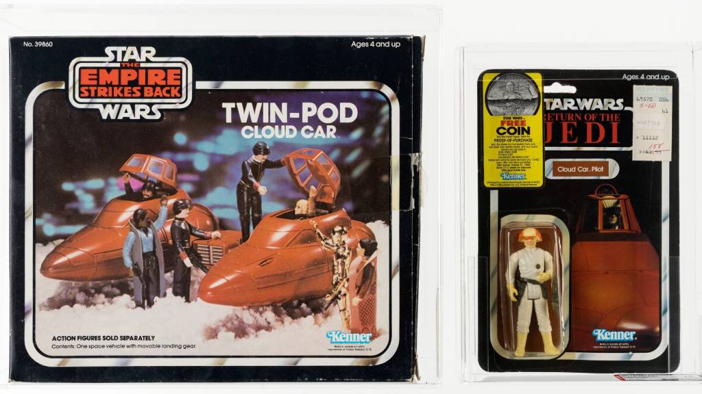 Kenner Star Wars Twin-Pod Cloud Car and Cloud Car Pilot action figure in their original packaging