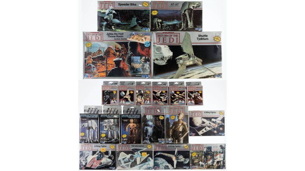 A set of 20 vintage MPC Star Wars model kits.