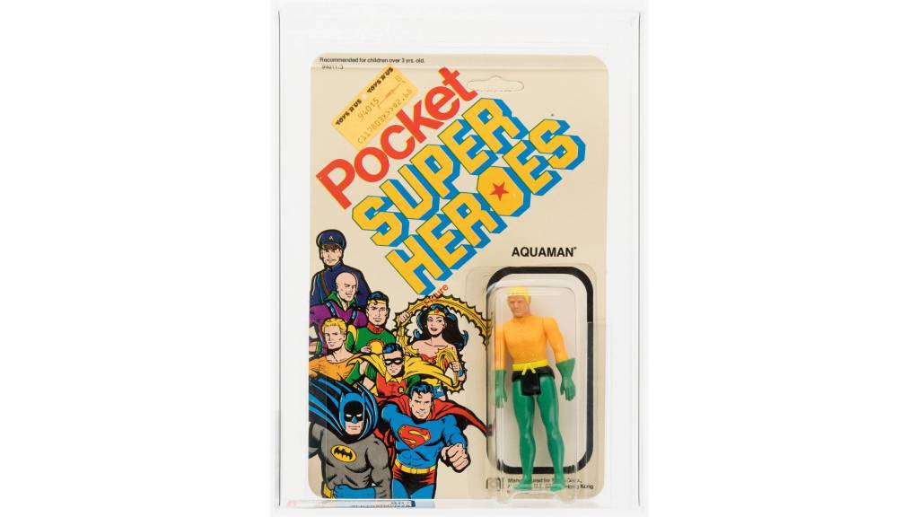 Mego Pocket Super Heroes Aquaman action figure in its original packaging.