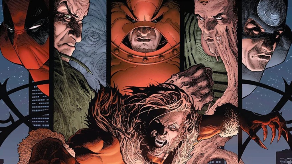 Deadpool, Vulture, Juggernaut, Sandman, Bullseye, and Sabretoth looking cool together