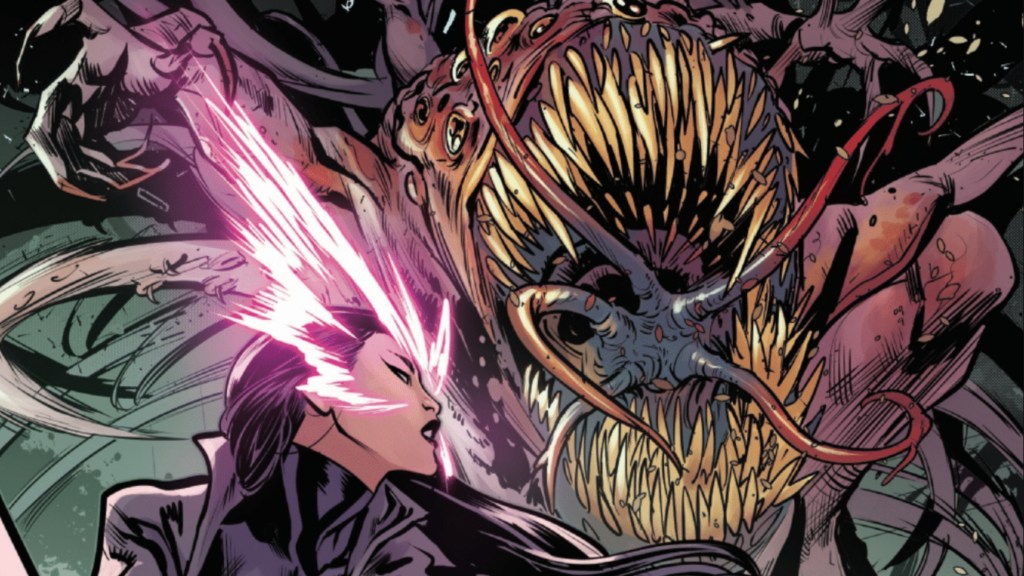 Myriad attacking Psylocke from above her in X-Men #40