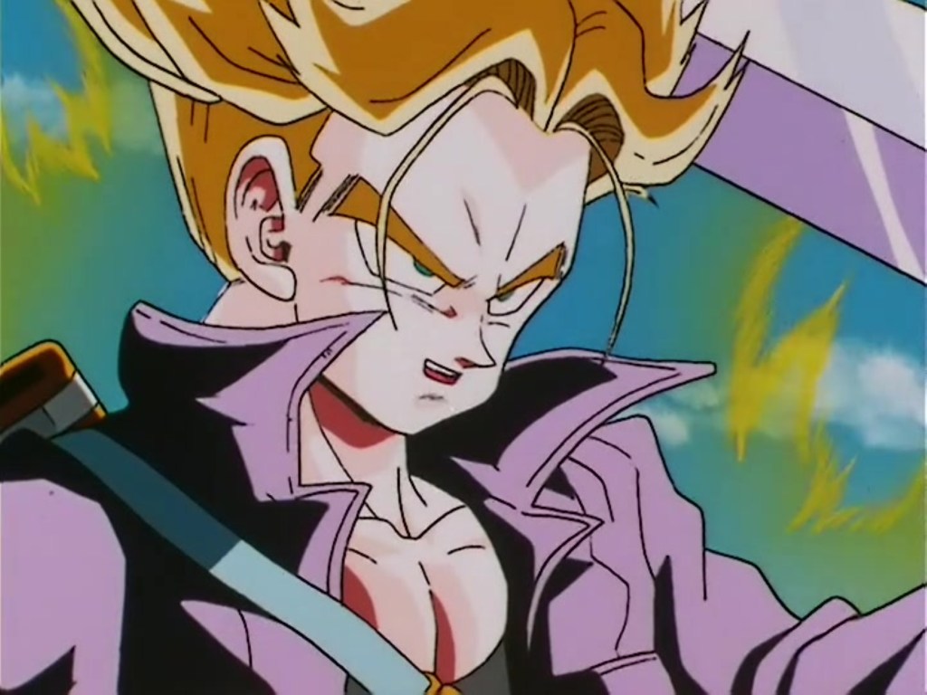 Trunks stops King Cold's attack, before ending the fight quickly.