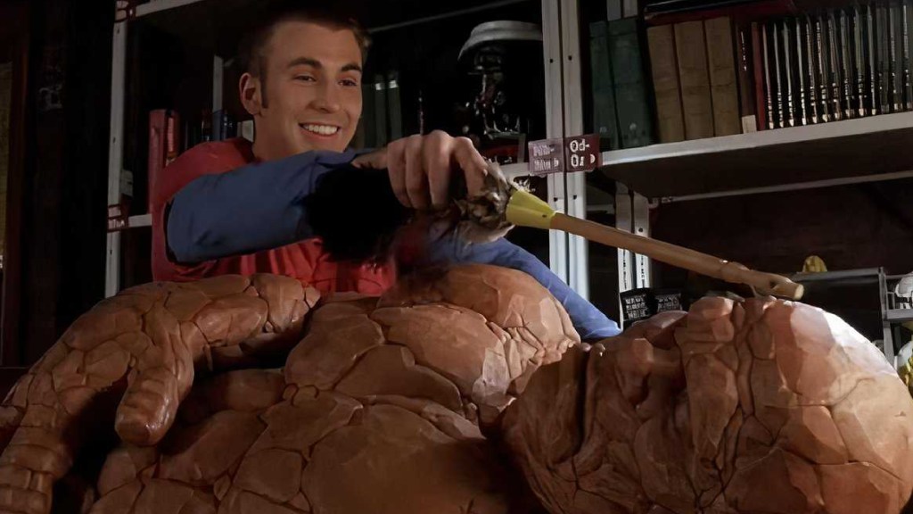 Chris Evans as Johnny Storm teasing The Thing in Fantastic Four (2005)
