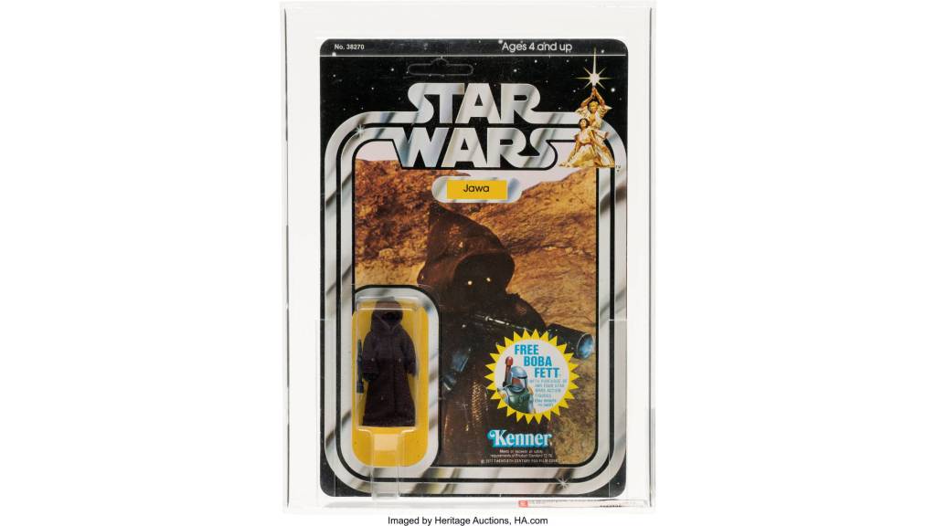 Vintage Kenner Star Wars Jawa action figure in its original packaging. 
