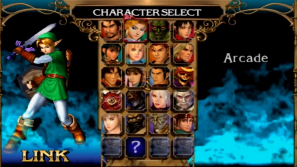 Link in the fighter selection screen in Soulcalibur II