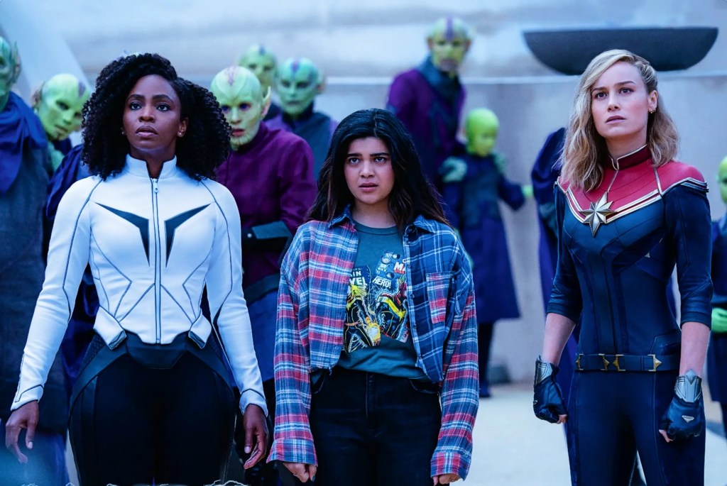 Image of Monica Rambeau, Carol Danvers, and Kamala Khan from the Marvels