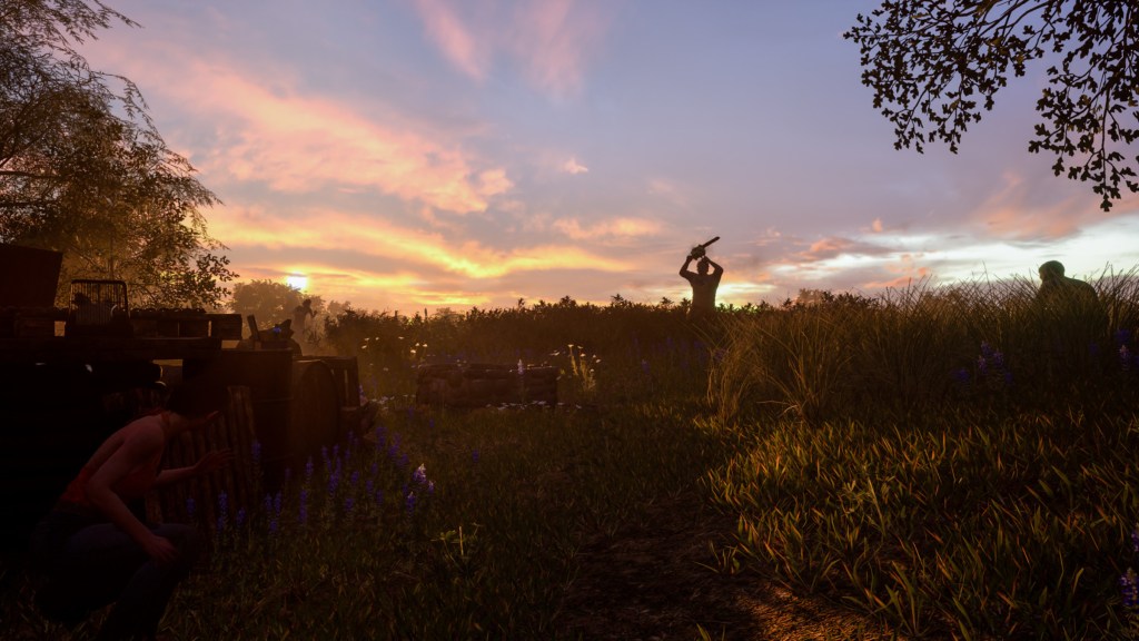 Leatherface chasing victims in The Texas Chainsaw Massacre game